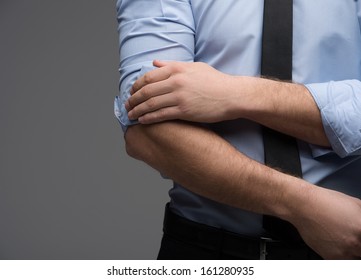 Close up of man hand throwing sleeve. Looking fashionable and classy - Shutterstock ID 161280935