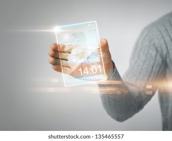 close up of man holding transparent phone - Powered by Shutterstock