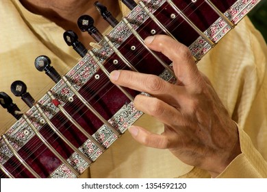 Close Up Man Playing Sitar