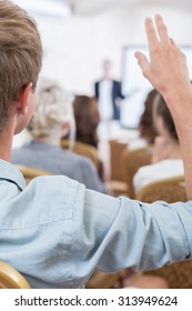 Close Up Of Man Taking Part In Discussion Panel