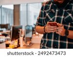 Close up of Man Using Smartphone.
