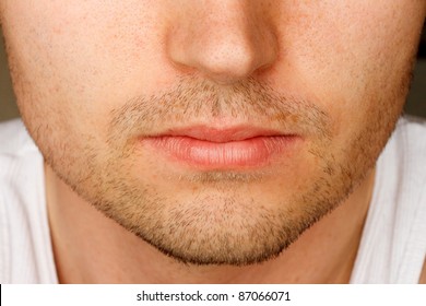 Close Up Of Man's Face Sporting A 5 O'clock Shadow