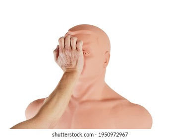 Close up of a man's open hand palm strike to the nose on a practice dummy for martial arts demonstration - Powered by Shutterstock