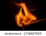 Close up of a match flame 