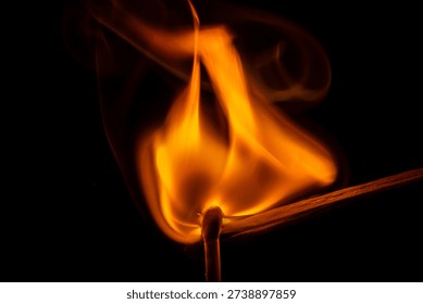Close up of a match flame 