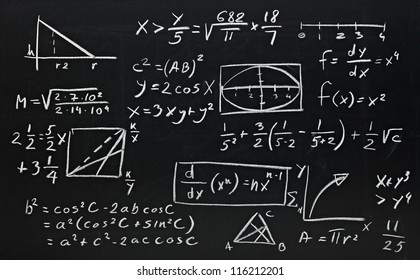 Close Up Of Math Formulas On A Blackboard