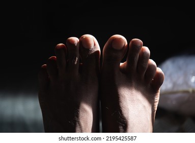 Close Up Of Men Leg Fingers Stock Images.