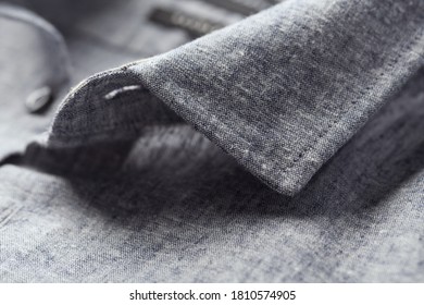 Close Up Of Men's Linen Shirt.