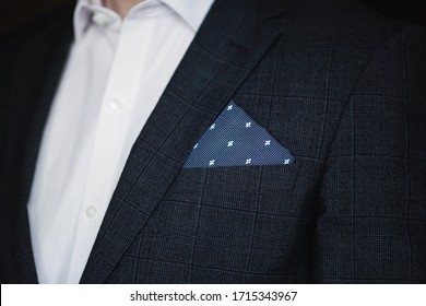 Close Up Of Men's Suit With Pocket Square.