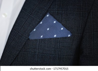 Close Up Of Men's Suit With Pocket Square.