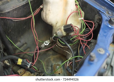 Close Up Of Messy Car Wiring