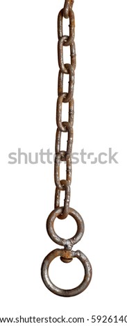 close up of metal chain part on white background with clipping path