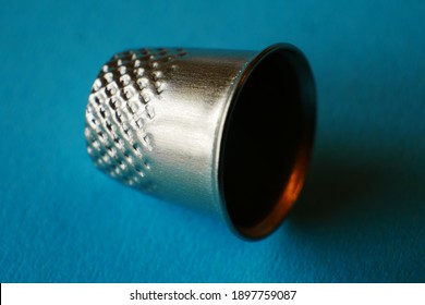 Close Up Of A Metal Thimble For Sewing