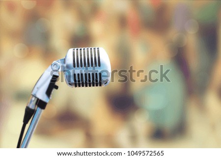 Close up of microphone on stage,blur background