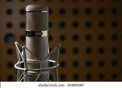 Close Up Of Microphone In Recording Studio