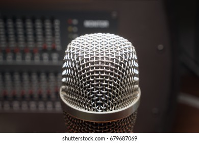 Close up microphone in sound studio.