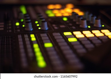 close up midi controller night background