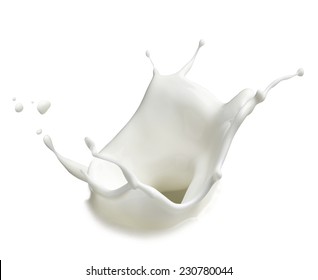 close up of  a milk splash on white background