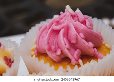 Close up of a mini cupcake