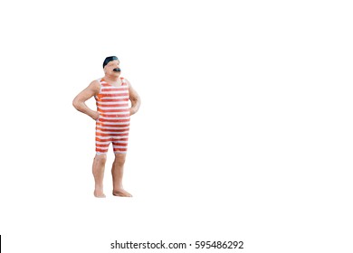 Close up of Miniature fat people isolated with clipping path with copy space on white background. - Powered by Shutterstock