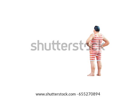Close up of Miniature fat people isolated with clipping path with copy space on white background.