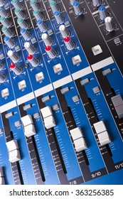 Close up of mixing sound board mixer - Shutterstock ID 363256385