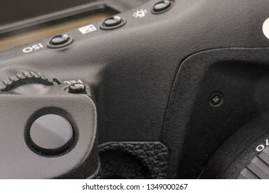 Close up of a modern, digital camera. The image can be used as a background.