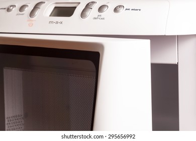 Close up of modern microwave control panel