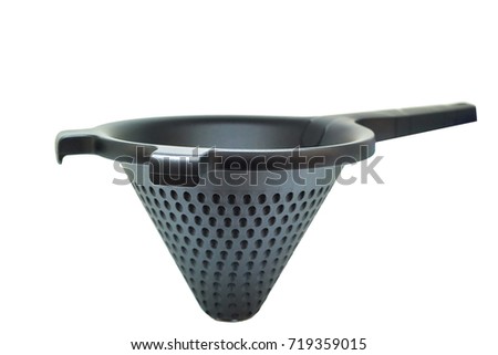 Close up modern plastic cone sieve isolated
