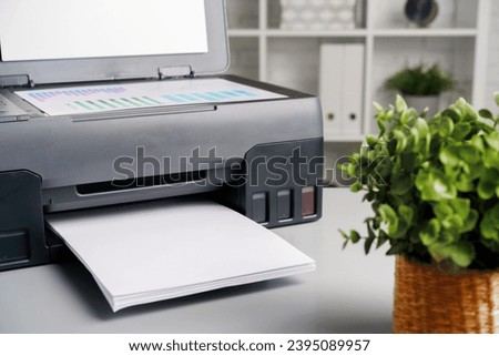 Close up of modern printer in the office [[stock_photo]] © 