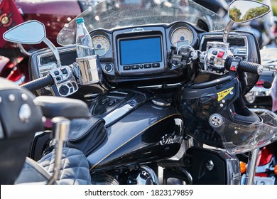 Close up of modern and stylish motorcycle dashboard