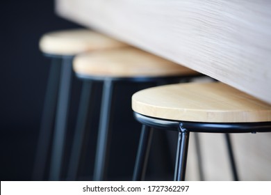 Close Up Modern Wooden Chair And Desk