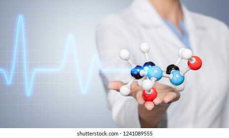 Close up of Molecular structure model in hand on background