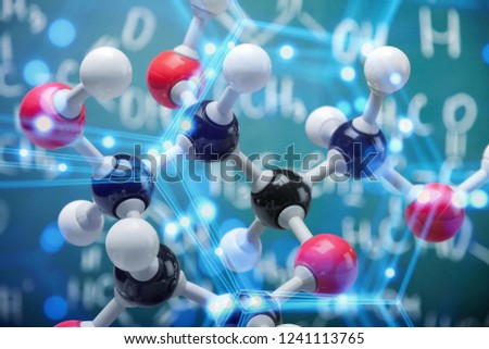 Close up of Molecular structure model on background