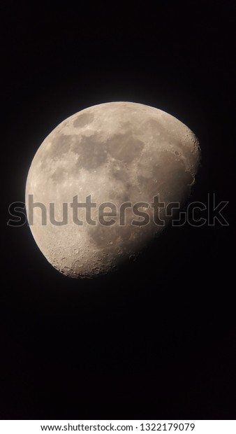 close up\
moon surface with details, telescope\
view