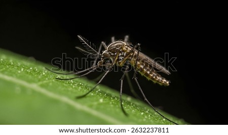 close up of mosquito on the leaf