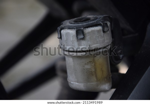 close up of motorcycle\
brake oil tanks