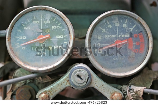 Close up of motorcycle speed\
meter