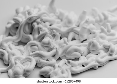 Close up of movement of cosmetic cream texture isolated white background.