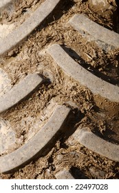 Close Up Of Muddy Tractor Tire