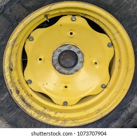 Close Up Of Muddy Tractor Tire After A Day Working The Farm