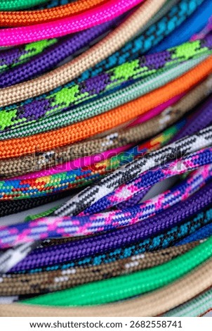 Close up of Multicolored Paracords in Various Sizes and Colors