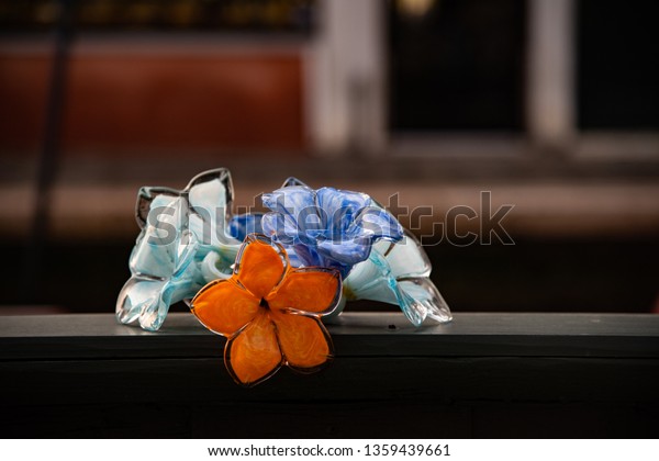 Close Murano Glass Flowers Artistic Realization Stock Photo Edit Now 1359439661