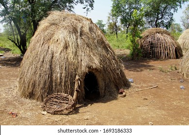 Close Up Of A Mursi Tribe Thatched Hut