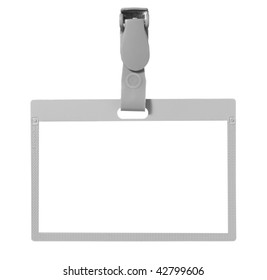 Close Up Of Name Tag Identity On White Background With Clipping Path