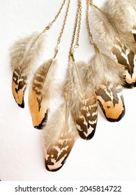 Close Up Natural Reeves Pheasant Feathers Ear Cuff