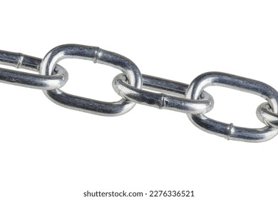 Close up of new chain links isolated on a white background