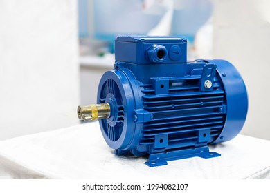 Close Up New Electric 3 Phase Induction Motor For Industrial On Table