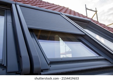 Close up of new skylight with roller shutter