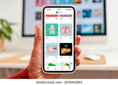 Close Up Of An NFT Marketplace On A Mobile Phone